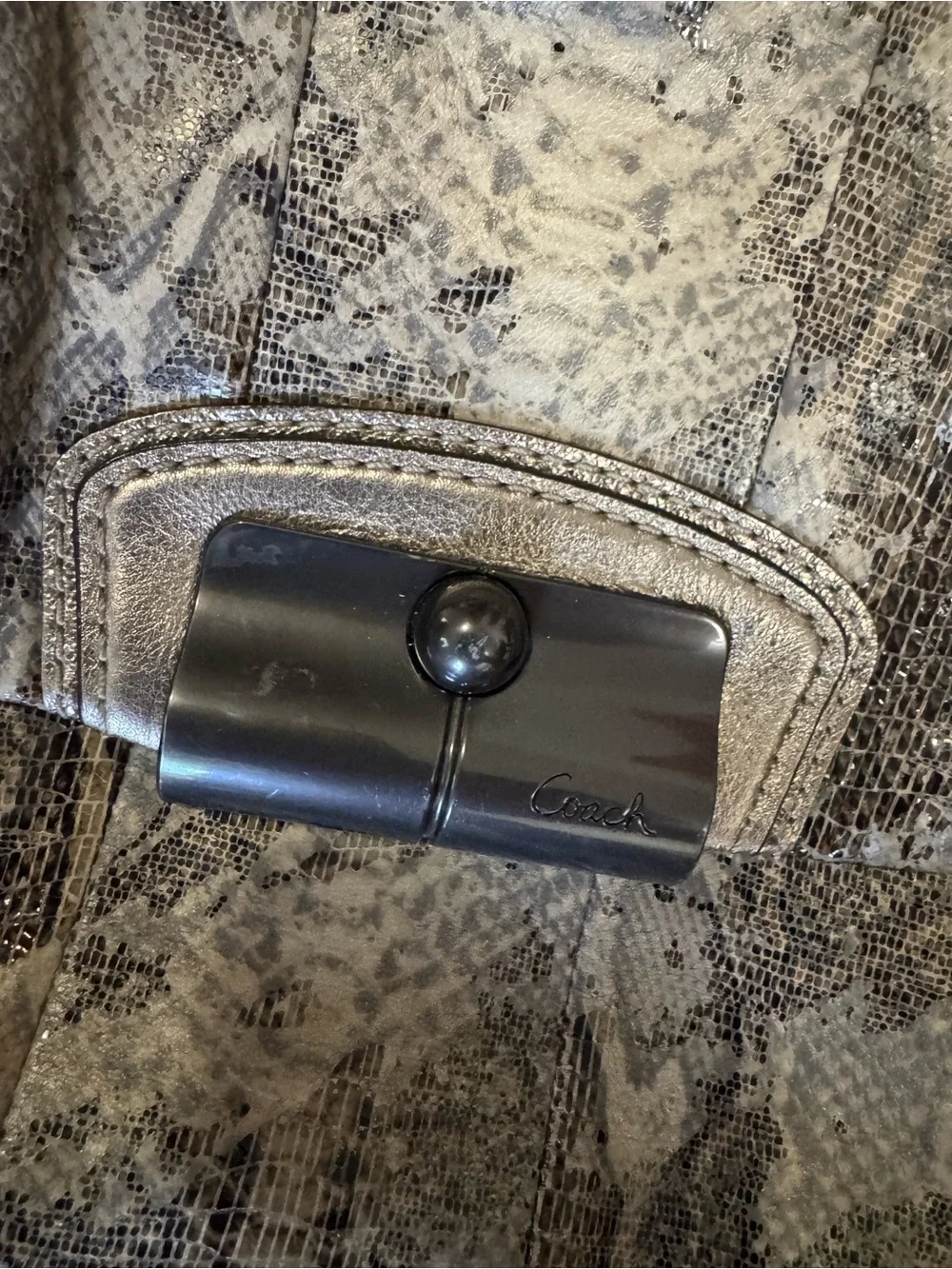 Coach Snakeskin-Print Hobo Bag in Taupe and Cream